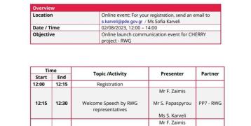 Event agenda RWG